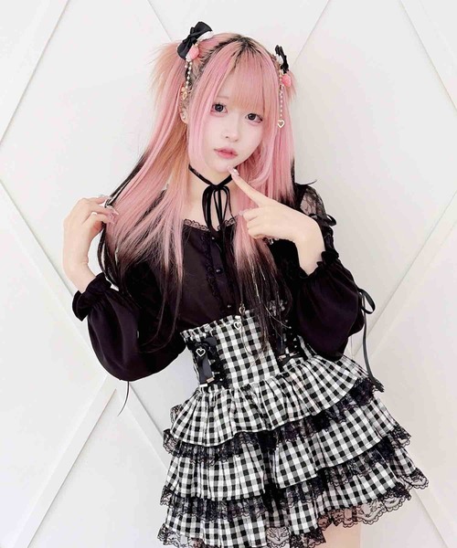 MA*RS(アメーバーマーズ)の「肩レースレースアップリボンブラウス(シャツ/ブラウス・レディース・ブラック/ピンク/ホワイト/ホワイト×ピンク・FREE)」の8枚目の写真