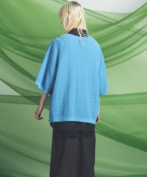 MAISON SPECIAL(メゾンスペシャル)の「《UNISEX》V-neck Tilden Prime-Over Short Sleeve Knit T-shirt/VネックチルデンプライムオーバーショートスリーブニットTシャツ【MAISON SPECIAL/メゾンスペシャル】(Tシャツ/カットソー・メンズ・レッド/ブラック/ライトブルー・0/1/2)」の16枚目の写真