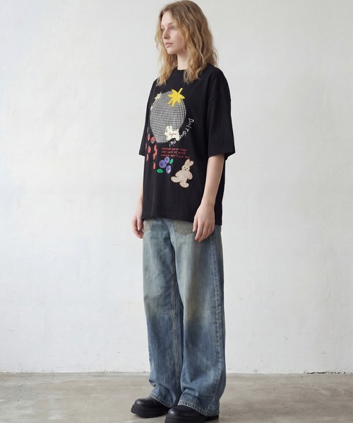 HOOK(フック)の「ギンガムパッチワークフルーツモチーフ半袖ビッグTEE (SS)(Tシャツ/カットソー・メンズ・ブラック/ホワイト・FREE)」の13枚目の写真