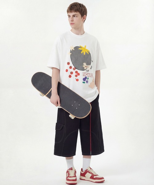 HOOK(フック)の「ギンガムパッチワークフルーツモチーフ半袖ビッグTEE (SS)(Tシャツ/カットソー・メンズ・ブラック/ホワイト・FREE)」の8枚目の写真