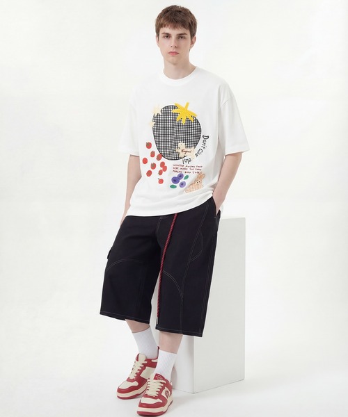 HOOK(フック)の「ギンガムパッチワークフルーツモチーフ半袖ビッグTEE (SS)(Tシャツ/カットソー・メンズ・ブラック/ホワイト・FREE)」の7枚目の写真