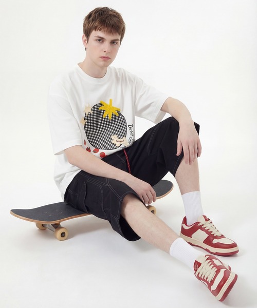 HOOK(フック)の「ギンガムパッチワークフルーツモチーフ半袖ビッグTEE (SS)(Tシャツ/カットソー・メンズ・ブラック/ホワイト・FREE)」の5枚目の写真
