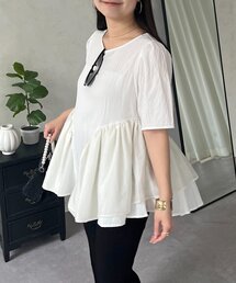 オーガンジーレイヤードサイドフリルブラウス