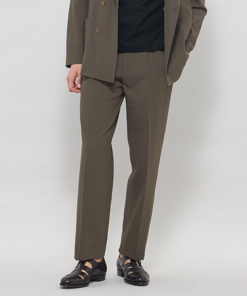 MACKINTOSH LONDON(マッキントッシュ ロンドン)の「【LEON掲載】ウールサッカー1プリーツパンツ(その他パンツ・メンズ・ベージュ系その他7/チャコールグレー・86/82/90)」の2枚目の写真
