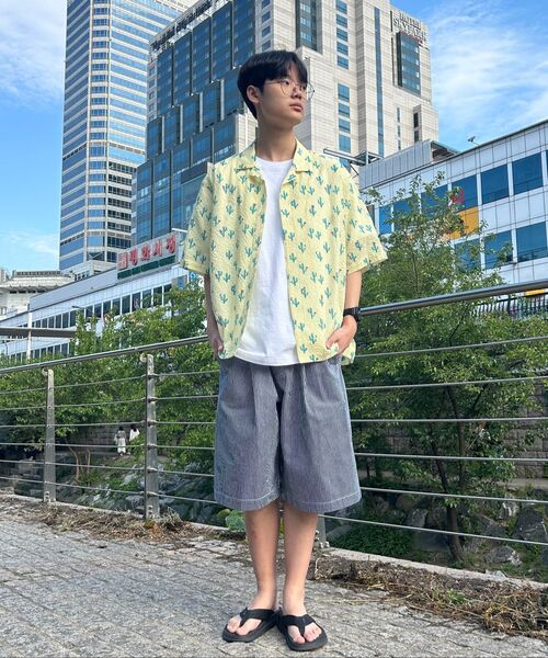GOSTREET(ゴーストリート)の「シアサッカーオープンカラー ハワイアンシャツ イエロー(シャツ/ブラウス・メンズ・イエロー・LARGE/MEDIUM)」の5枚目の写真