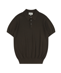 Essential Hard Twist Cotton Short Sleeve Polo Knit (Brown)