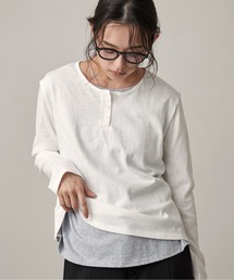 Sheer Henley Layered Style Top|シアーヘンリーレイヤード風トップス