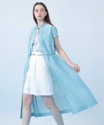 Coral プリントローンシャツフレア ワンピース（シャツワンピース