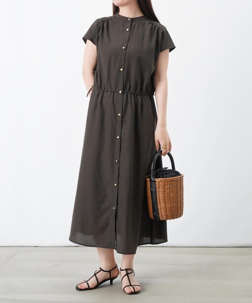 LC/LLL スパンブロードフレンチスリーブワンピース/シャツワンピース