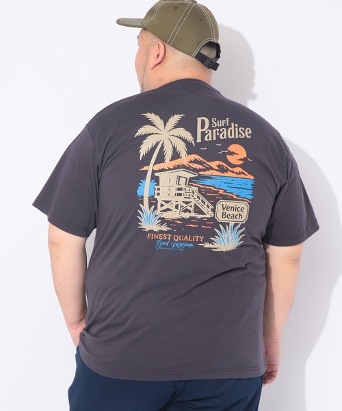 B&T CLUB(ビーティークラブ)の「Tシャツ 半袖 メンズ 大きいサイズ レトロサーフ バックプリント クルーネック カットソー B&T CLUB (ビーアンドティークラブ)(Tシャツ/カットソー・メンズ・ダークグレー/ベージュ・X1(3L~4L)/X2(4L~5L)/X3(6L~7L))」の1枚目の写真