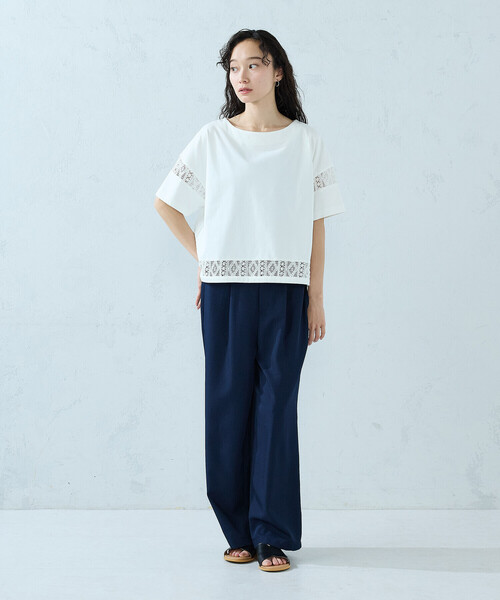 COMME CA ISM(コムサイズム)の「レース コンビTシャツ(Tシャツ/カットソー・レディース・ホワイト/ブラック・MEDIUM/LARGE)」の3枚目の写真