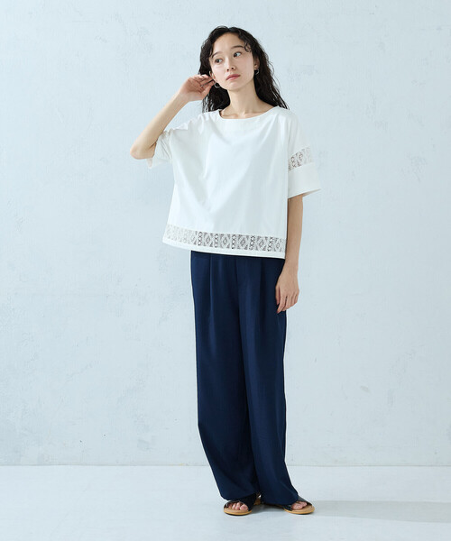 COMME CA ISM(コムサイズム)の「レース コンビTシャツ(Tシャツ/カットソー・レディース・ホワイト/ブラック・MEDIUM/LARGE)」の4枚目の写真