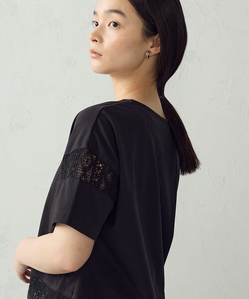 COMME CA ISM(コムサイズム)の「レース コンビTシャツ(Tシャツ/カットソー・レディース・ホワイト/ブラック・MEDIUM/LARGE)」の11枚目の写真