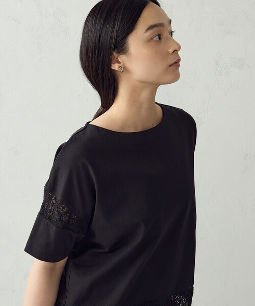 COMME CA ISM(コムサイズム)の「レース コンビTシャツ(Tシャツ/カットソー・レディース・ホワイト/ブラック・MEDIUM/LARGE)」の12枚目の写真