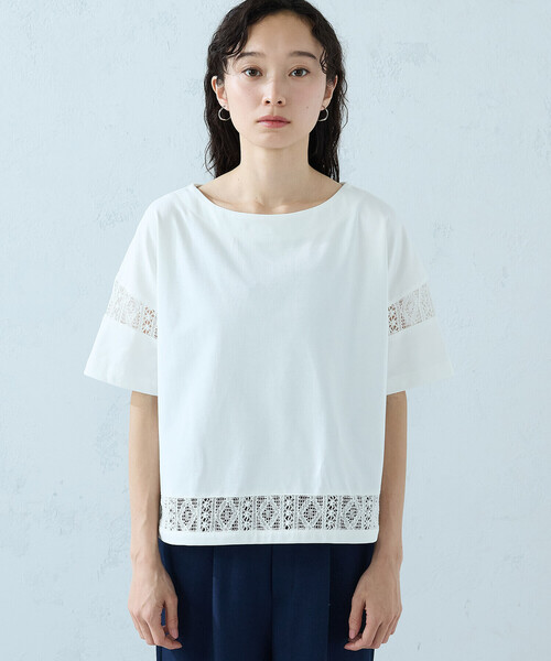 COMME CA ISM(コムサイズム)の「レース コンビTシャツ(Tシャツ/カットソー・レディース・ホワイト/ブラック・MEDIUM/LARGE)」の13枚目の写真