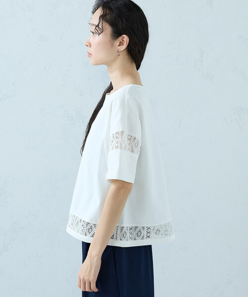 COMME CA ISM(コムサイズム)の「レース コンビTシャツ(Tシャツ/カットソー・レディース・ホワイト/ブラック・MEDIUM/LARGE)」の14枚目の写真
