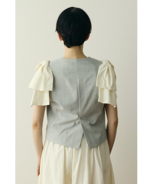 HeRIN.CYE（ヘリンドットサイ）の「Ribbon shoulder vest / リボンショルダーベスト（ベスト・レディース・ライトグレー/ブラック・FREE）」の13枚目の写真