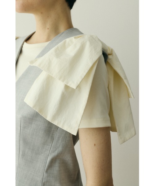 HeRIN.CYE（ヘリンドットサイ）の「Ribbon shoulder vest / リボンショルダーベスト（ベスト・レディース・ライトグレー/ブラック・FREE）」の16枚目の写真