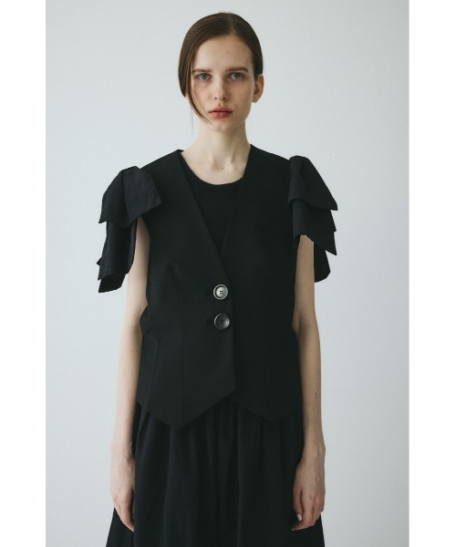 HeRIN.CYE（ヘリンドットサイ）の「Ribbon shoulder vest / リボンショルダーベスト（ベスト・レディース・ライトグレー/ブラック・FREE）」の5枚目の写真