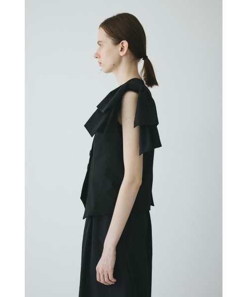 HeRIN.CYE（ヘリンドットサイ）の「Ribbon shoulder vest / リボンショルダーベスト（ベスト・レディース・ライトグレー/ブラック・FREE）」の6枚目の写真