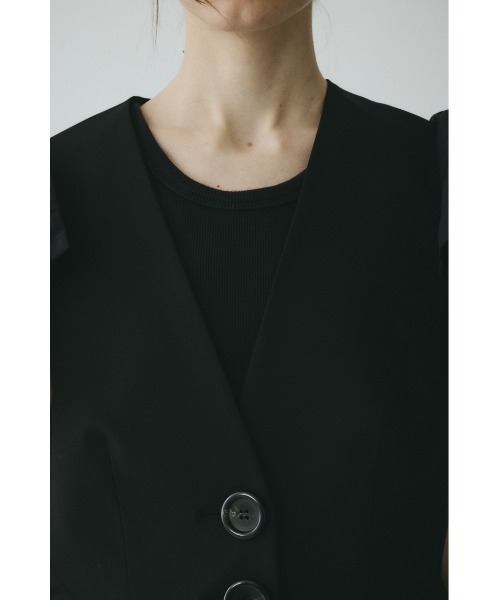 HeRIN.CYE（ヘリンドットサイ）の「Ribbon shoulder vest / リボンショルダーベスト（ベスト・レディース・ライトグレー/ブラック・FREE）」の8枚目の写真