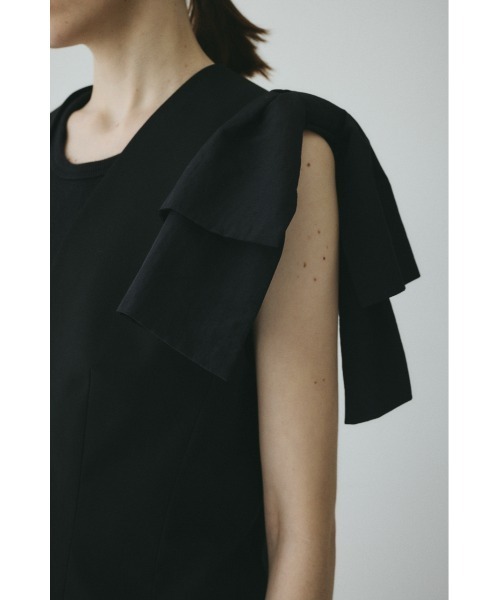 HeRIN.CYE（ヘリンドットサイ）の「Ribbon shoulder vest / リボンショルダーベスト（ベスト・レディース・ライトグレー/ブラック・FREE）」の9枚目の写真