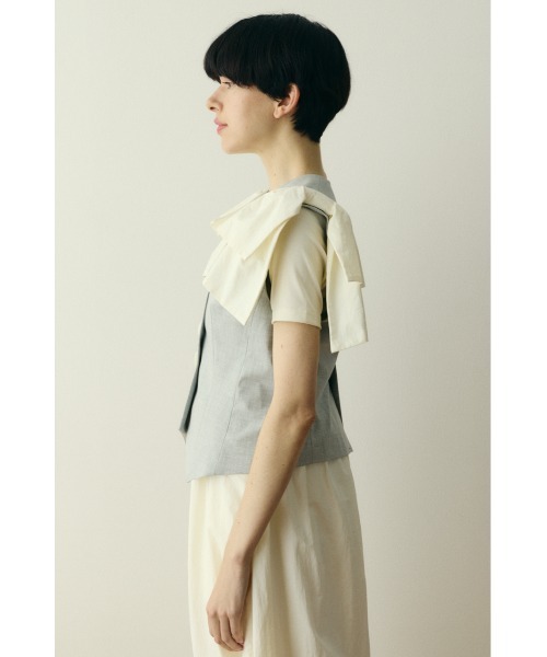 HeRIN.CYE（ヘリンドットサイ）の「Ribbon shoulder vest / リボンショルダーベスト（ベスト・レディース・ライトグレー/ブラック・FREE）」の12枚目の写真