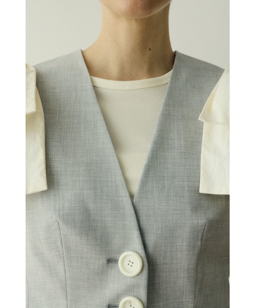 HeRIN.CYE（ヘリンドットサイ）の「Ribbon shoulder vest / リボンショルダーベスト（ベスト・レディース・ライトグレー/ブラック・FREE）」の14枚目の写真
