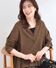 SHOO・LA・RUE | 【洗濯機可/S-LL】お顔周りすっきり 大人のシアーシャツカーディガン(カーディガン/ボレロ)
