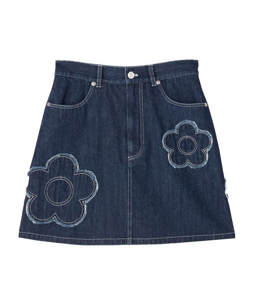 MARY QUANT(マリークワント)の「デイジーパッチデニムミニ スカート(デニムスカート・レディース・ブルー/ホワイト/ネイビー・M)」の4枚目の写真