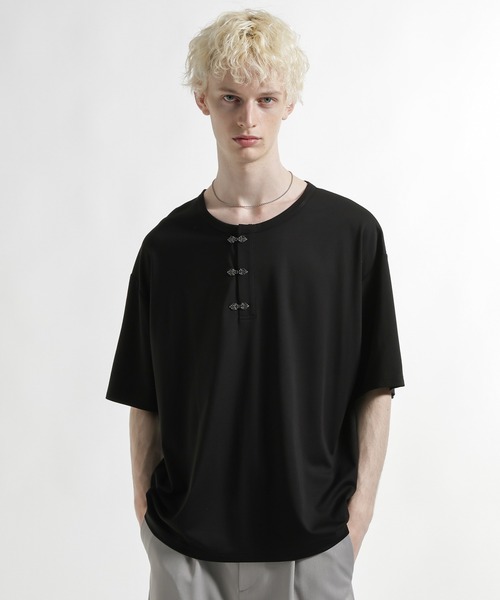 HARE（ハレ）の「メタルボタンヘンリーネックカット(HARE)（Tシャツ/カットソー・メンズ・ホワイト/ブルー/ブラック・FREE）」の2枚目の写真