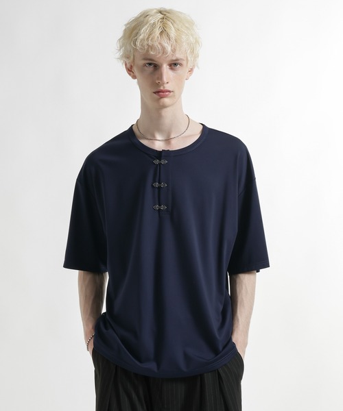 HARE（ハレ）の「メタルボタンヘンリーネックカット(HARE)（Tシャツ/カットソー・メンズ・ホワイト/ブルー/ブラック・FREE）」の11枚目の写真