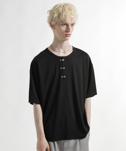 HARE（ハレ）の「メタルボタンヘンリーネックカット(HARE)（Tシャツ/カットソー・メンズ・ホワイト/ブルー/ブラック・FREE）」の13枚目の写真
