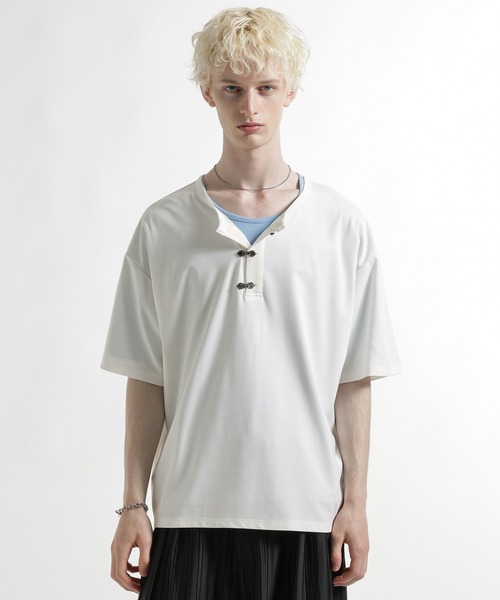 HARE（ハレ）の「メタルボタンヘンリーネックカット(HARE)（Tシャツ/カットソー・メンズ・ホワイト/ブルー/ブラック・FREE）」の15枚目の写真