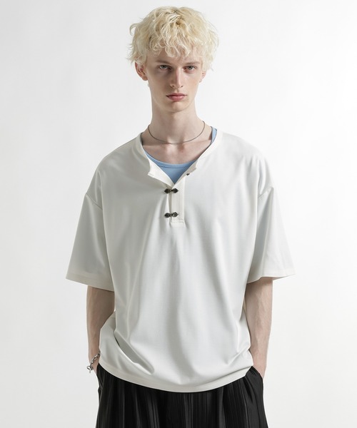 HARE（ハレ）の「メタルボタンヘンリーネックカット(HARE)（Tシャツ/カットソー・メンズ・ホワイト/ブルー/ブラック・FREE）」の16枚目の写真