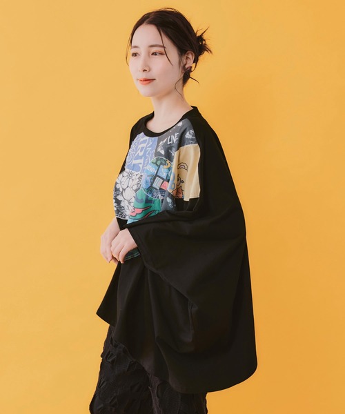 ScoLar（スカラー）の「162673：総柄大花コラージュ アシメプルオーバー（Tシャツ/カットソー・レディース・パープル/ブラック/オフホワイト・M）」の17枚目の写真
