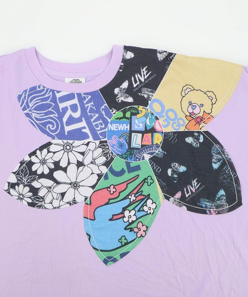 ScoLar（スカラー）の「162673：総柄大花コラージュ アシメプルオーバー（Tシャツ/カットソー・レディース・パープル/ブラック/オフホワイト・M）」の5枚目の写真