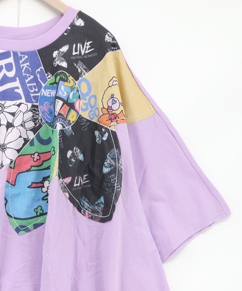 ScoLar（スカラー）の「162673：総柄大花コラージュ アシメプルオーバー（Tシャツ/カットソー・レディース・パープル/ブラック/オフホワイト・M）」の7枚目の写真
