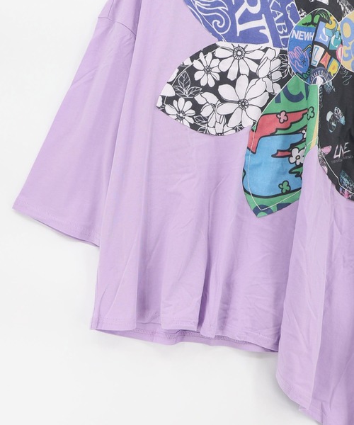 ScoLar（スカラー）の「162673：総柄大花コラージュ アシメプルオーバー（Tシャツ/カットソー・レディース・パープル/ブラック/オフホワイト・M）」の8枚目の写真
