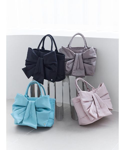 SNIDEL HOME(スナイデルホーム)の「デザインリボンバッグ(トートバッグ・レディース・グレイッシュベージュ/ブラック/ピンク/ミント・F)」の13枚目の写真