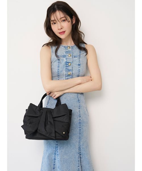SNIDEL HOME(スナイデルホーム)の「デザインリボンバッグ(トートバッグ・レディース・グレイッシュベージュ/ブラック/ピンク/ミント・F)」の15枚目の写真
