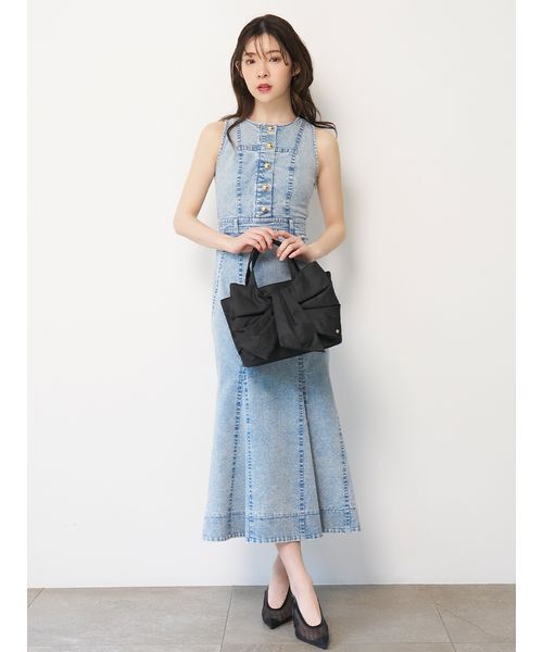 SNIDEL HOME(スナイデルホーム)の「デザインリボンバッグ(トートバッグ・レディース・グレイッシュベージュ/ブラック/ピンク/ミント・F)」の16枚目の写真