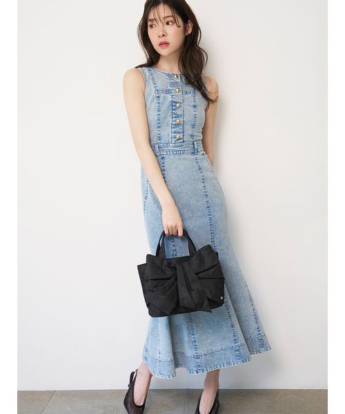 SNIDEL HOME(スナイデルホーム)の「デザインリボンバッグ(トートバッグ・レディース・グレイッシュベージュ/ブラック/ピンク/ミント・F)」の18枚目の写真