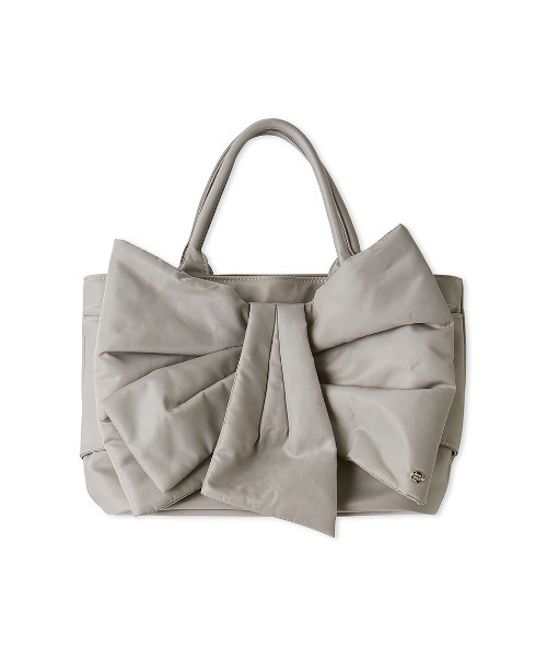 SNIDEL HOME(スナイデルホーム)の「デザインリボンバッグ(トートバッグ・レディース・グレイッシュベージュ/ブラック/ピンク/ミント・F)」の2枚目の写真