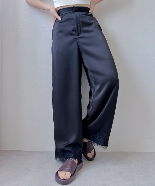 bohmal(ボマール)の「サテンレースワイドパンツ(その他パンツ・レディース・ブラウン/ブラック・FREE)」の2枚目の写真