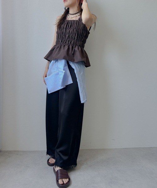 bohmal(ボマール)の「サテンレースワイドパンツ(その他パンツ・レディース・ブラウン/ブラック・FREE)」の4枚目の写真