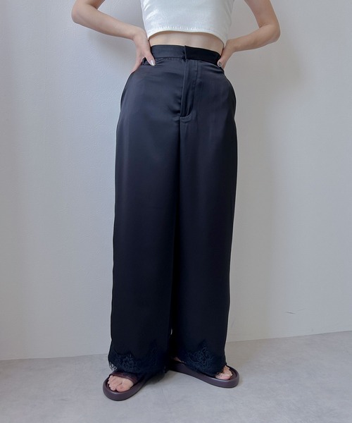 bohmal(ボマール)の「サテンレースワイドパンツ(その他パンツ・レディース・ブラウン/ブラック・FREE)」の6枚目の写真