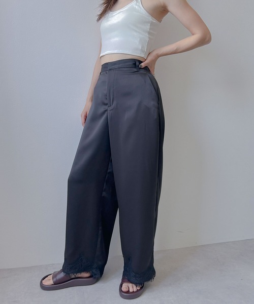 bohmal(ボマール)の「サテンレースワイドパンツ(その他パンツ・レディース・ブラウン/ブラック・FREE)」の7枚目の写真