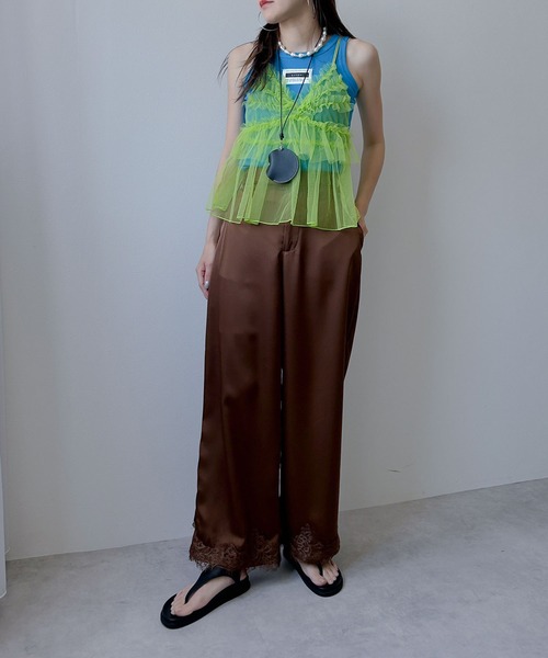bohmal(ボマール)の「サテンレースワイドパンツ(その他パンツ・レディース・ブラウン/ブラック・FREE)」の10枚目の写真