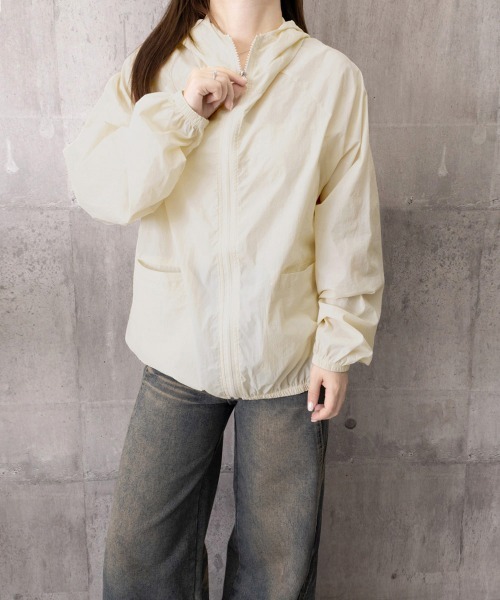 Miniministore(ミニミニストア)の「シアーフーディージャケットレディース夏服(パーカー・レディース・ベージュ/ブルーグレー/ピンク/ホワイト/ブラック/グレー・FREE)」の21枚目の写真